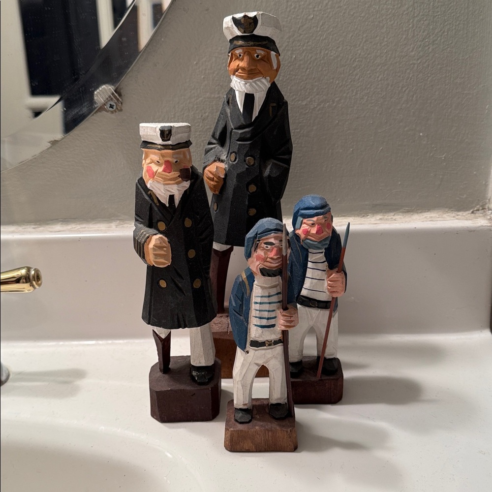 Set of 4 - Hand-Carved Stout Sea men